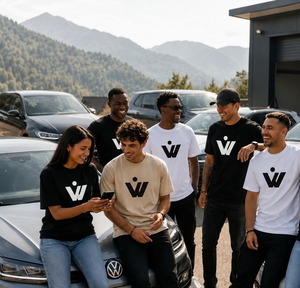 Lifestyle Club members in front of their Volkswagens